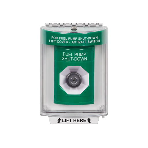 Standard Labeling, Buttons With Universal Stopper Flush, Key To Activate, Green, SS2133PS-EN