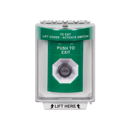 Standard Labeling, Buttons With Universal Stopper Flush, Key To Activate, Green, SS2133PX-EN