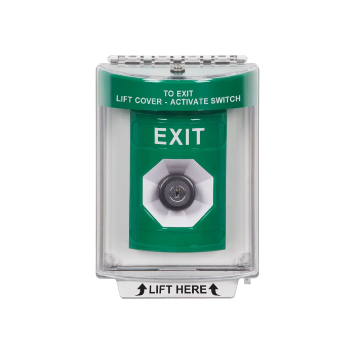Standard Labeling, Buttons With Universal Stopper Flush, Key To Activate, Green, SS2133XT-EN