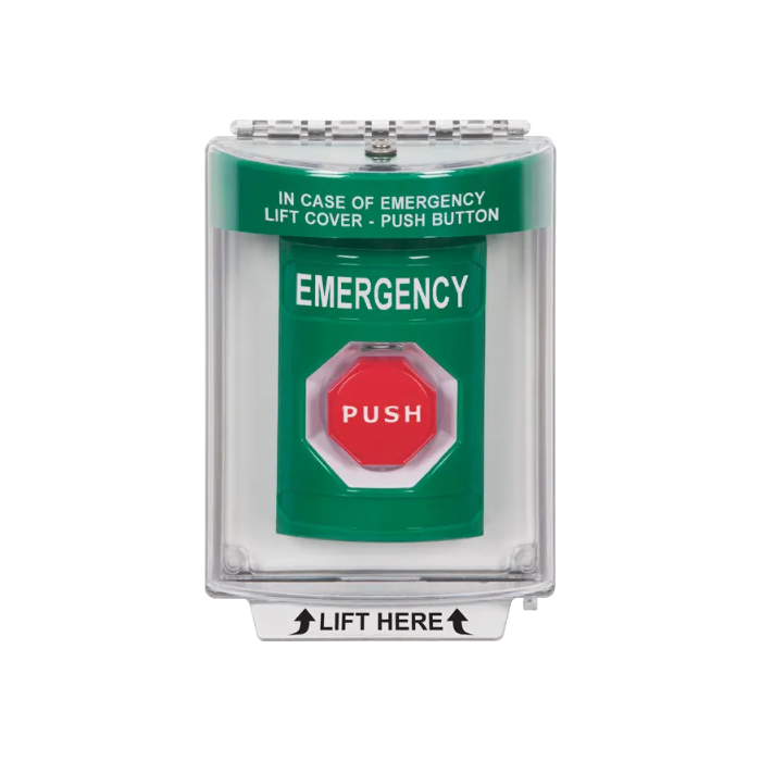 Standard Labeling, Buttons With Universal Stopper Flush, Momentary Illuminated, Green, SS2135EM-EN