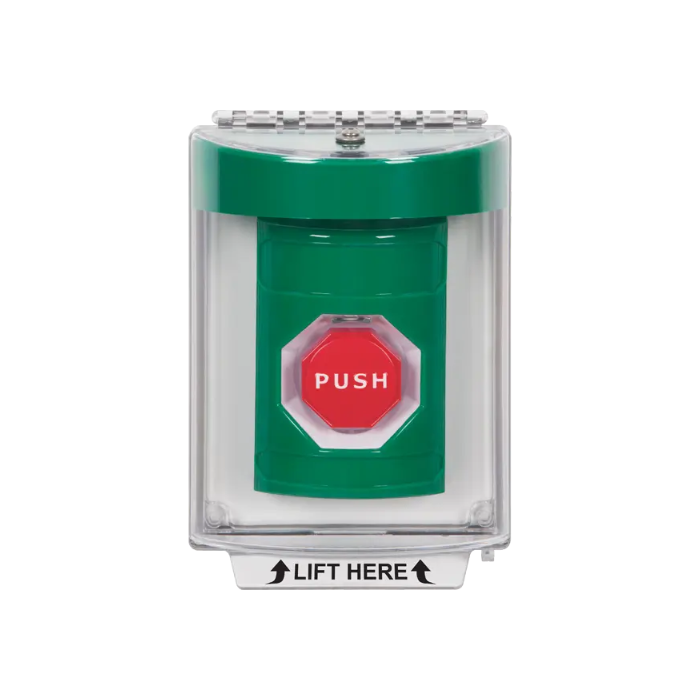 Standard Labeling, Buttons With Universal Stopper Flush, Momentary Illuminated, Green, SS2135NT-EN