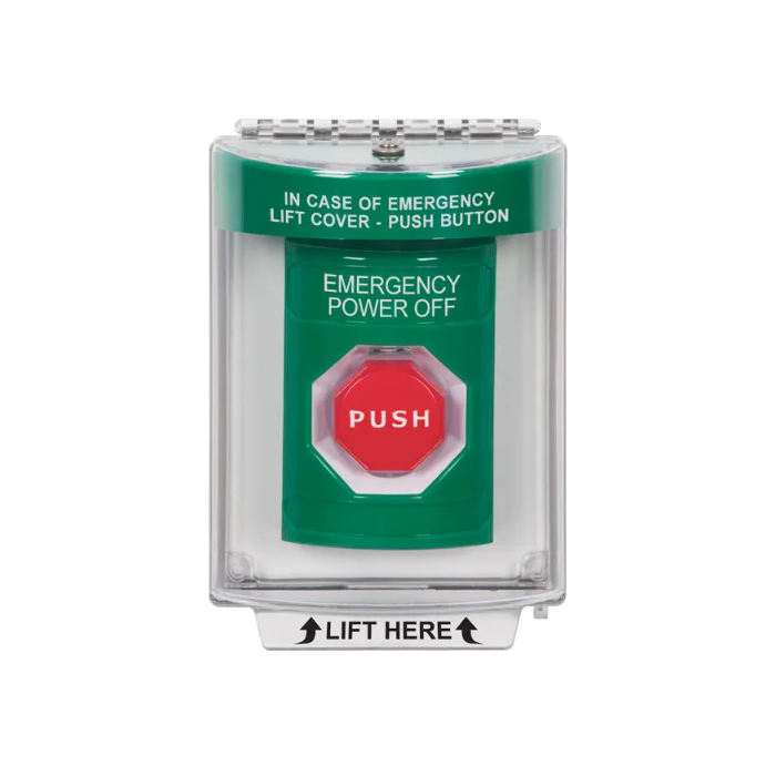Standard Labeling, Buttons With Universal Stopper Flush, Momentary Illuminated, Green, SS2135PO-EN
