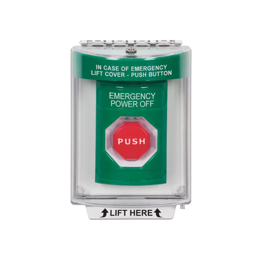 Standard Labeling, Buttons With Universal Stopper Flush, Momentary Illuminated, Green, SS2135PO-EN