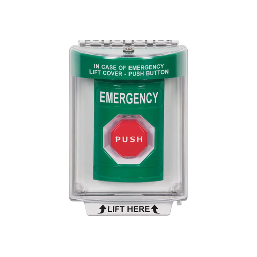 Standard Labeling, Buttons With Universal Stopper Flush, Pneumatic Illuminated, Green, SS2138EM-EN
