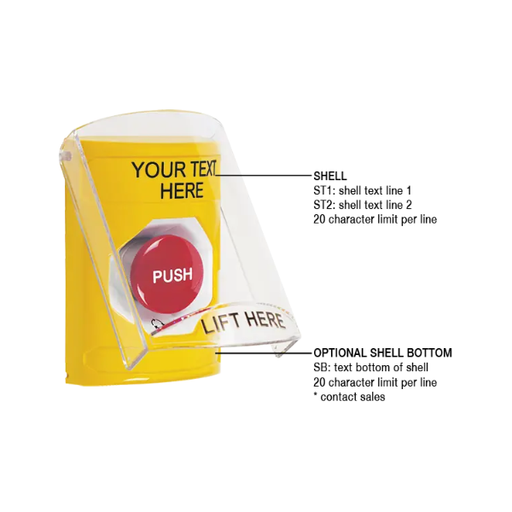 Custom Labeling, Buttons With Shield, Turn To Reset, Yellow, SS2221ZA-EN