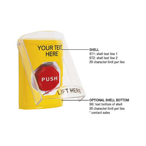 Custom Labeling, Buttons With Shield, Turn To Reset Illuminated, Yellow, SS2229ZA-EN