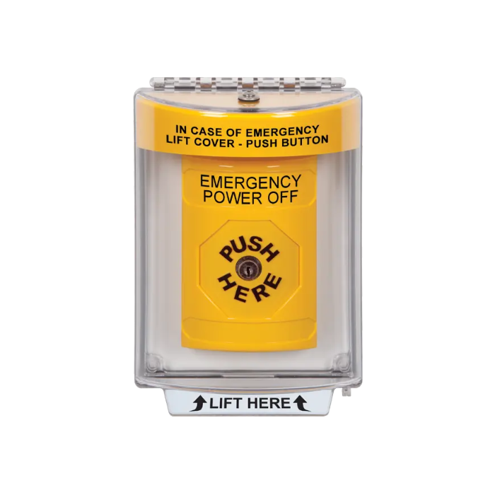 Standard Labeling, Buttons With Universal Stopper Flush, Key To Reset, Yellow, SS2230PO-EN