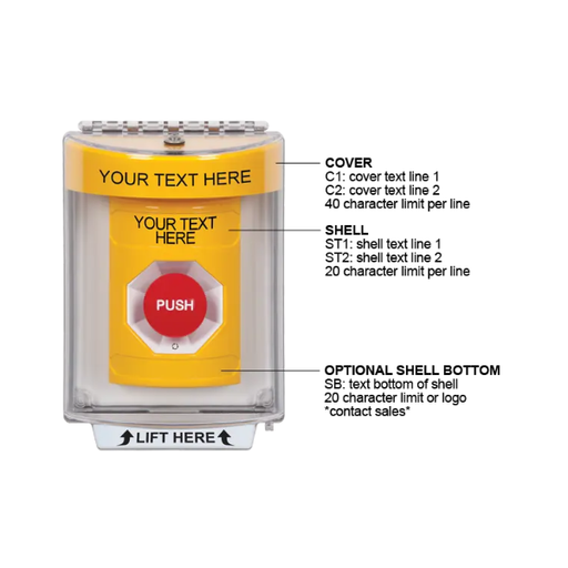 Custom Labeling, Buttons With Universal Stopper Flush, Turn To Reset, Yellow, SS2231ZA-EN