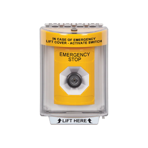 Standard Labeling, Buttons With Universal Stopper Flush, Key To Activate, Yellow, SS2233ES-EN