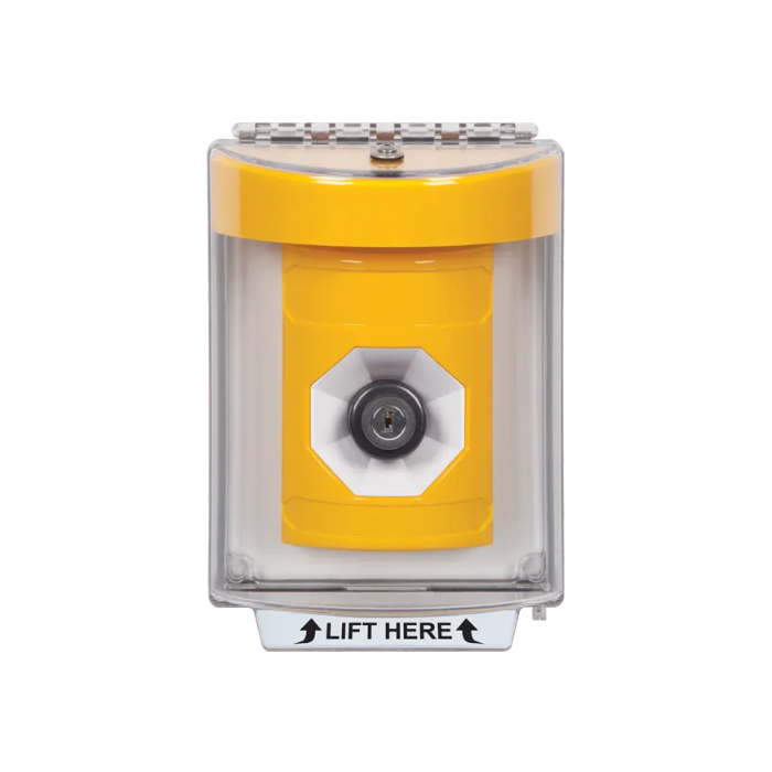 Standard Labeling, Buttons With Universal Stopper Flush, Key To Activate, Yellow, SS2233NT-EN
