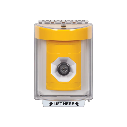 Standard Labeling, Buttons With Universal Stopper Flush, Key To Activate, Yellow, SS2233NT-EN