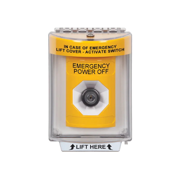 Standard Labeling, Buttons With Universal Stopper Flush, Key To Activate, Yellow, SS2233PO-EN