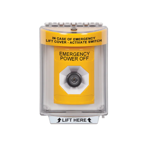 Standard Labeling, Buttons With Universal Stopper Flush, Key To Activate, Yellow, SS2233PO-EN