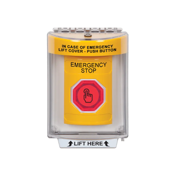 Standard Labeling, Buttons With Universal Stopper Flush, Weather Resistant Momentary Button, Yellow, SS2237ES-EN
