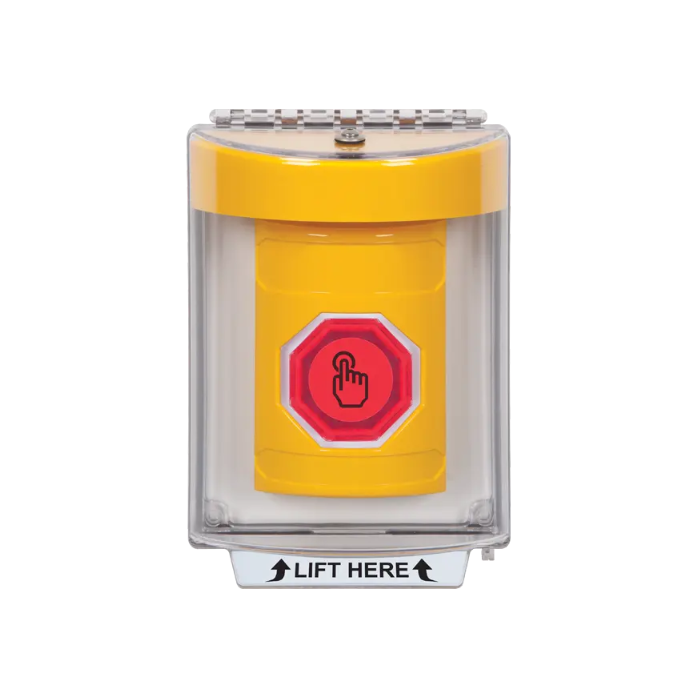 Standard Labeling, Buttons With Universal Stopper Flush, Weather Resistant Momentary Button, Yellow, SS2237NT-EN