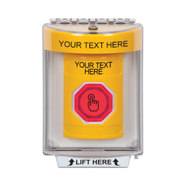 Custom Labeling, Buttons With Universal Stopper Flush, Weather Resistant Momentary Button, Yellow, SS2237ZA-EN