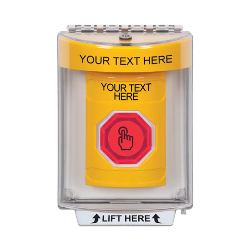 Custom Labeling, Buttons With Universal Stopper Flush, Weather Resistant Momentary Button, Yellow, SS2237ZA-EN