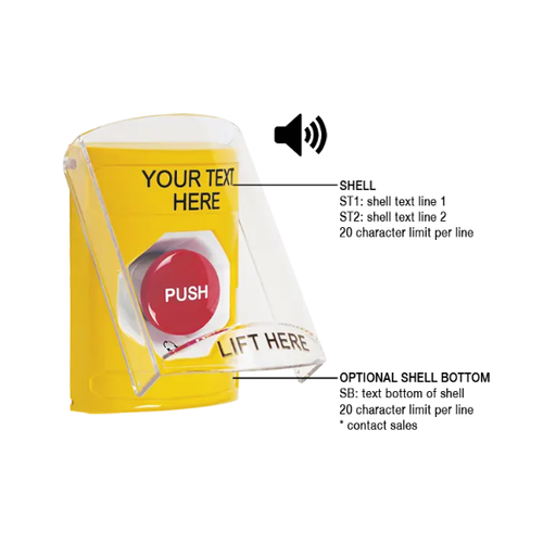 Custom Labeling, Buttons With Shield And Shield Sound, Turn To Reset, Yellow, SS22A1ZA-EN