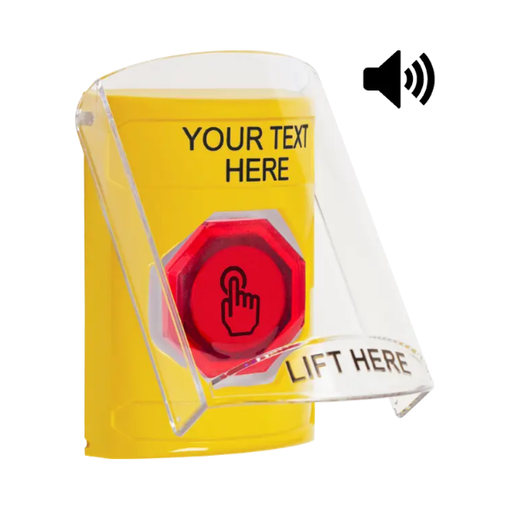 Custom Labeling, Buttons With Shield And Shield Sound, Momentary Illuminated Button, Yellow, SS22A6ZA-EN
