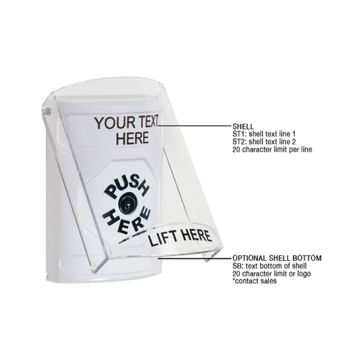 Custom Labeling, Buttons With Shield, Key To Reset, White, SS2320ZA-EN