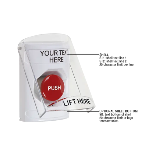 Custom Labeling, Buttons With Shield, Turn To Reset, White, SS2321ZA-EN
