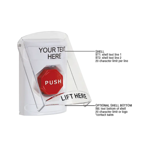 Custom Labeling, Buttons With Shield, Key To Reset Illuminated, White, SS2322ZA-EN
