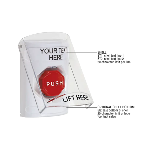 Custom Labeling, Buttons With Shield, Turn To Reset Illuminated, White, SS2329ZA-EN
