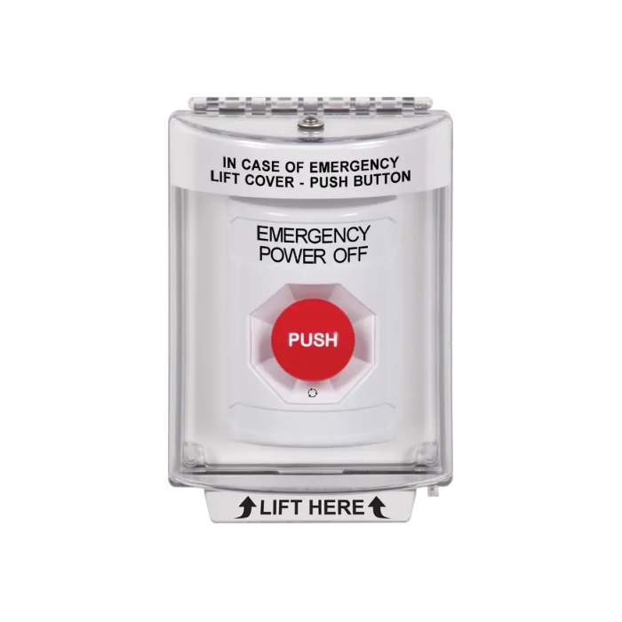 Standard Labeling, Buttons With Universal Stopper Flush, Turn To Reset, White, SS2331PO-EN