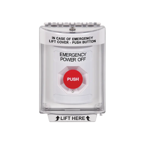 Standard Labeling, Buttons With Universal Stopper Flush, Turn To Reset, White, SS2331PO-EN