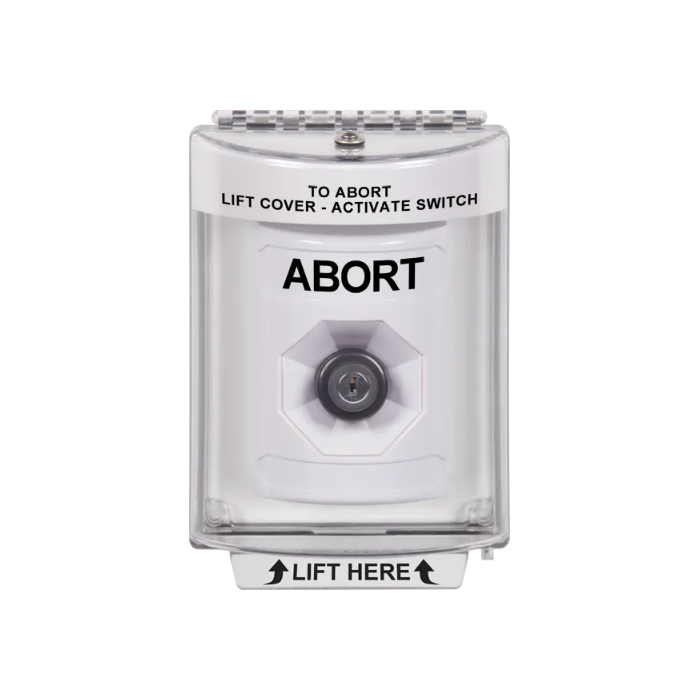 Standard Labeling, Buttons With Universal Stopper Flush, Key To Activate, White, SS2333AB-EN