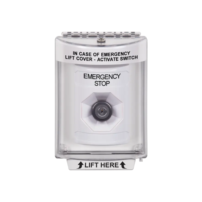 Standard Labeling, Buttons With Universal Stopper Flush, Key To Activate, White, SS2333ES-EN