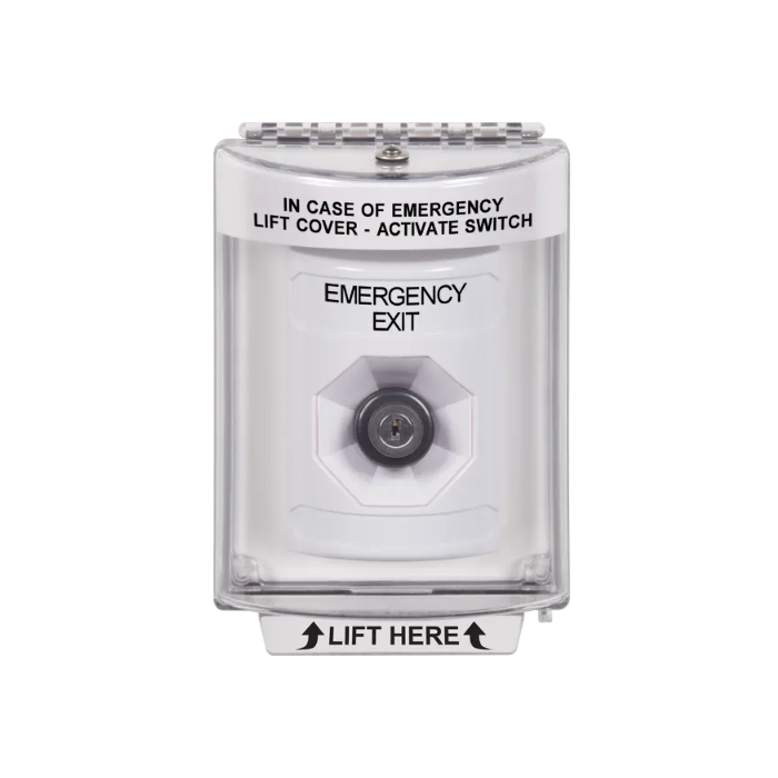 Standard Labeling, Buttons With Universal Stopper Flush, Key To Activate, White, SS2333EX-EN