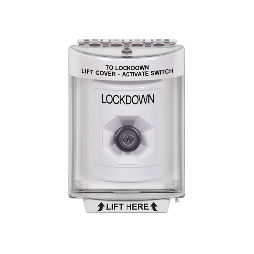 Standard Labeling, Buttons With Universal Stopper Flush, Key To Activate, White, SS2333LD-EN
