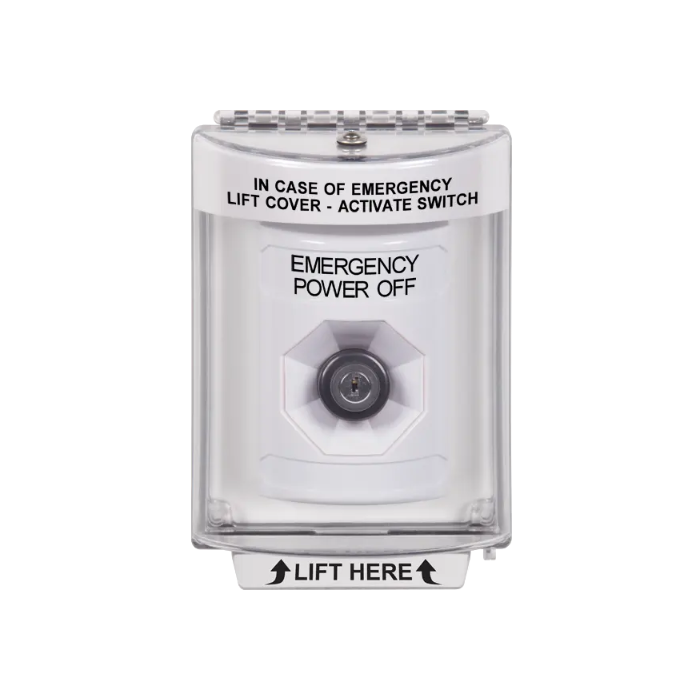 Standard Labeling, Buttons With Universal Stopper Flush, Key To Activate, White, SS2333PO-EN