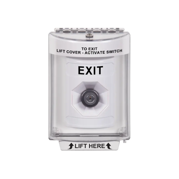 Standard Labeling, Buttons With Universal Stopper Flush, Key To Activate, White, SS2333XT-EN