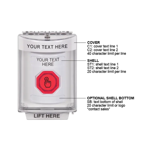 Custom Labeling, Buttons With Universal Stopper Flush, Momentary Illuminated Button, White, SS2336ZA-EN