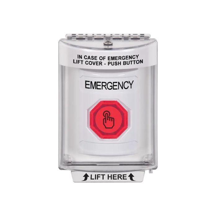Standard Labeling, Buttons With Universal Stopper Flush, Weather Resistant Momentary Button, White, SS2337EM-EN