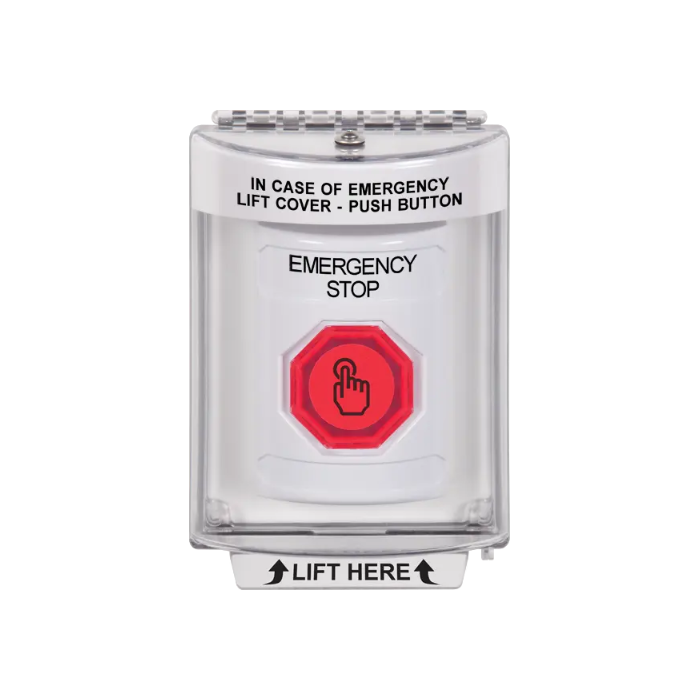 Standard Labeling, Buttons With Universal Stopper Flush, Weather Resistant Momentary Button, White, SS2337ES-EN