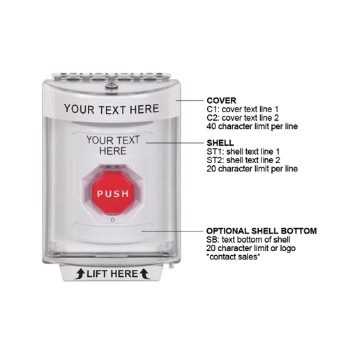 Custom Labeling, Buttons With Universal Stopper Flush, Turn To Reset Illuminated, White, SS2339ZA-EN