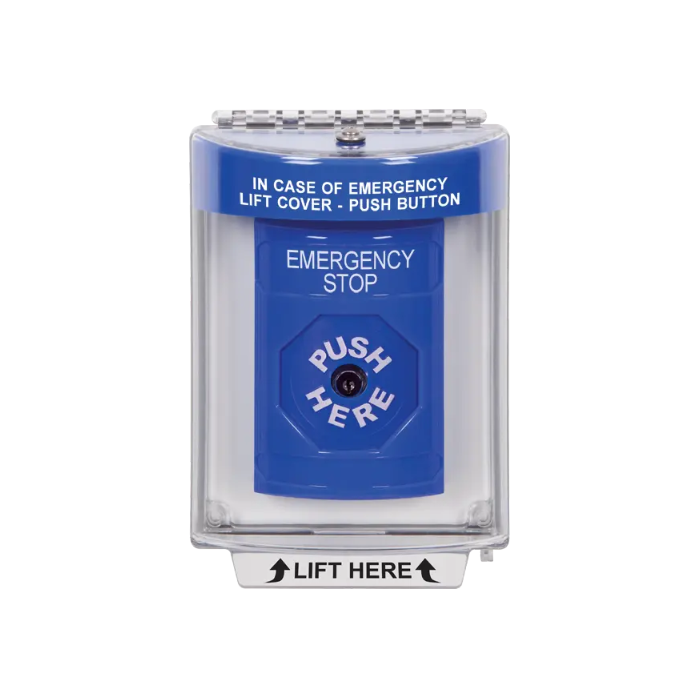 Standard Labeling, Buttons With Universal Stopper Flush, Key To Reset, Blue, SS2430ES-EN