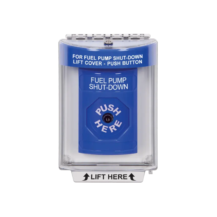 Standard Labeling, Buttons With Universal Stopper Flush, Key To Reset, Blue, SS2430PS-EN