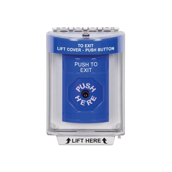 Standard Labeling, Buttons With Universal Stopper Flush, Key To Reset, Blue, SS2430PX-EN