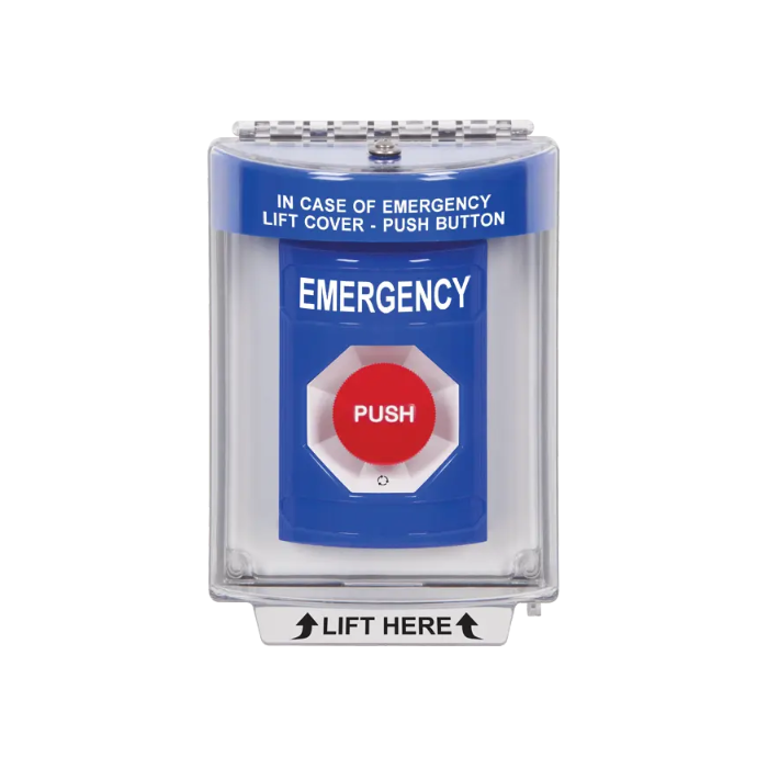 Standard Labeling, Buttons With Universal Stopper Flush, Turn To Reset, Blue, SS2431EM-EN