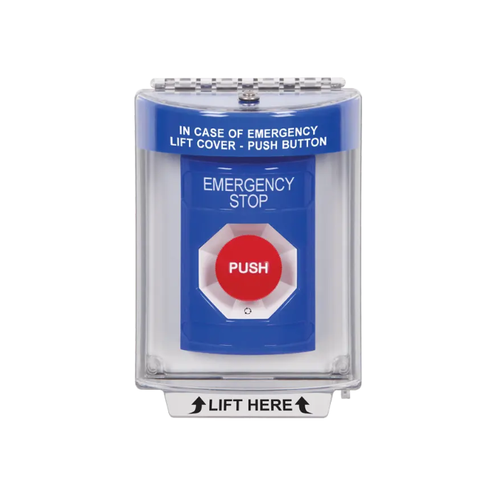 Standard Labeling, Buttons With Universal Stopper Flush, Turn To Reset, Blue, SS2431ES-EN