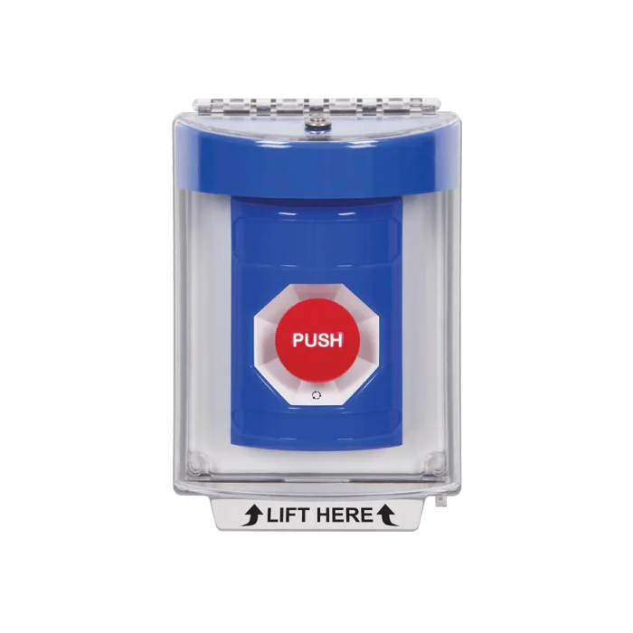 Standard Labeling, Buttons With Universal Stopper Flush, Turn To Reset, Blue, SS2431NT-EN