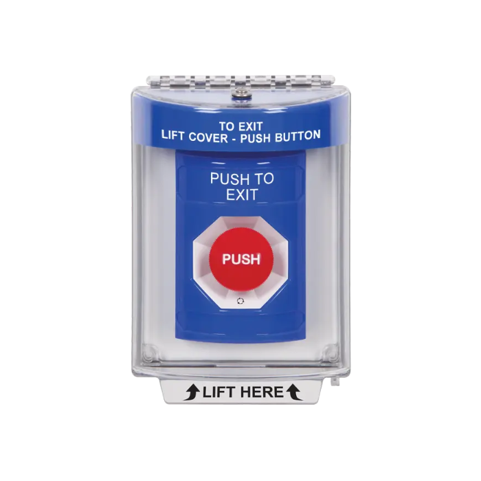 Standard Labeling, Buttons With Universal Stopper Flush, Turn To Reset, Blue, SS2431PX-EN