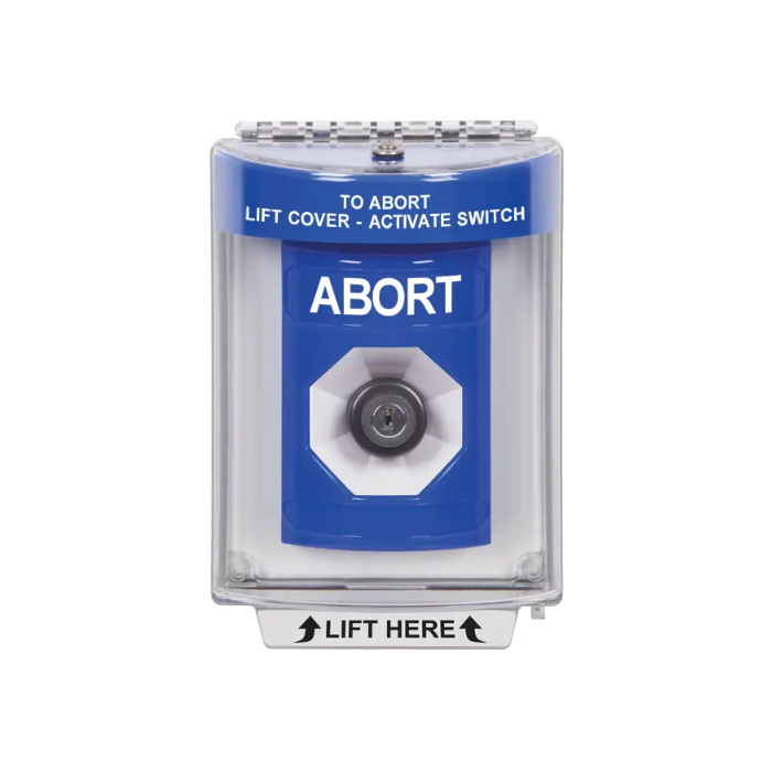 Standard Labeling, Buttons With Universal Stopper Flush, Key To Activate, Blue, SS2433AB-EN