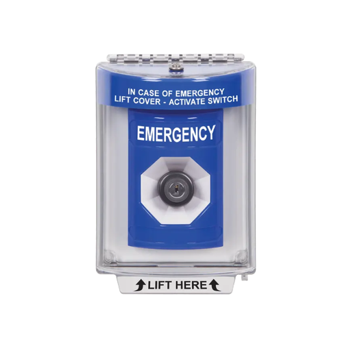 Standard Labeling, Buttons With Universal Stopper Flush, Key To Activate, Blue, SS2433EM-EN