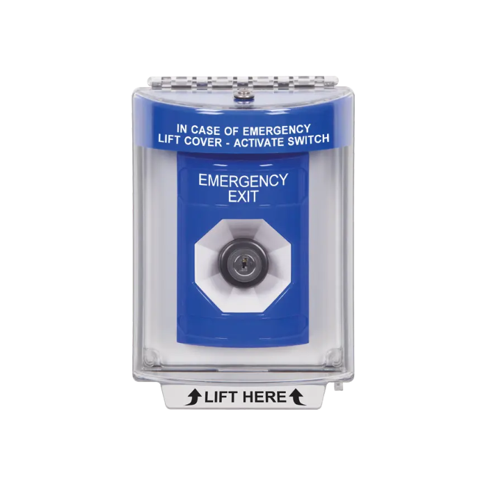 Standard Labeling, Buttons With Universal Stopper Flush, Key To Activate, Blue, SS2433EX-EN