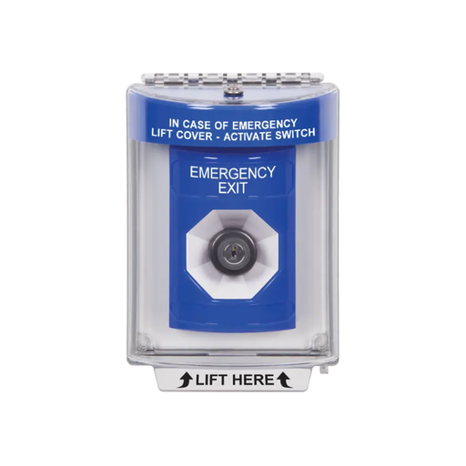 Standard Labeling, Buttons With Universal Stopper Flush, Key To Activate, Blue, SS2433EX-EN